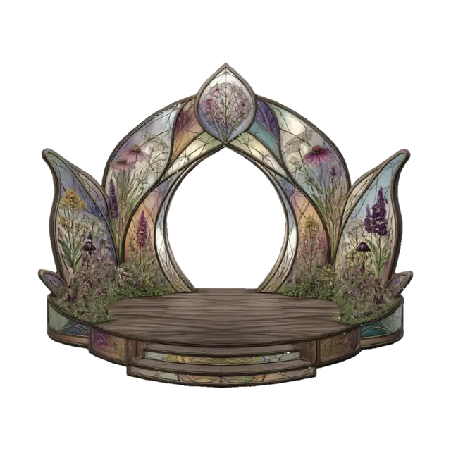 Floral Glass Arch Stage - Artistic 3D model, vytvořený pomocí AI