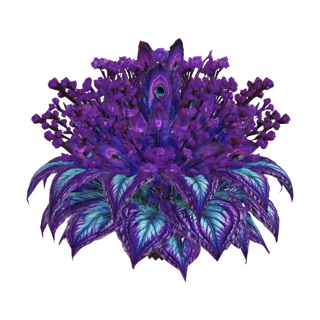 Peacock Plumage Bouquet 3D model, vytvořený pomocí AI