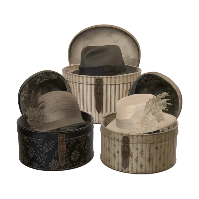3D model for Three Vintage Hats in Antique Hatboxes