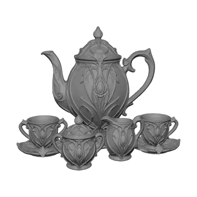 3D model for Emerald Filigree Tea Set