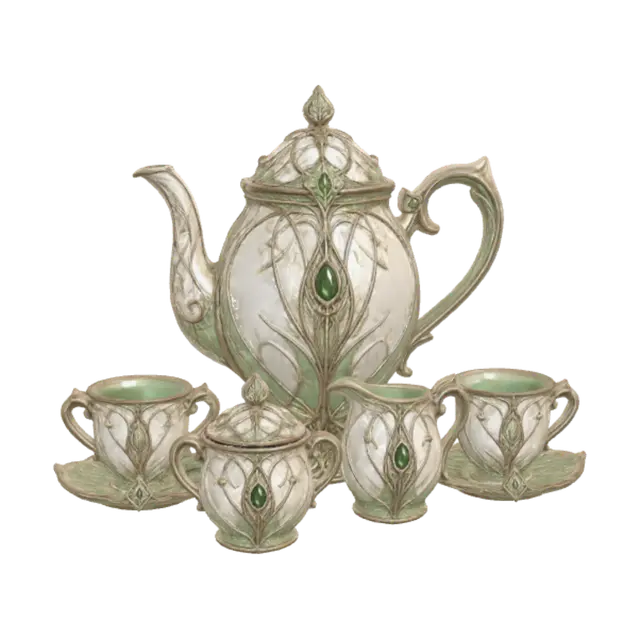 3D model for Emerald Filigree Tea Set