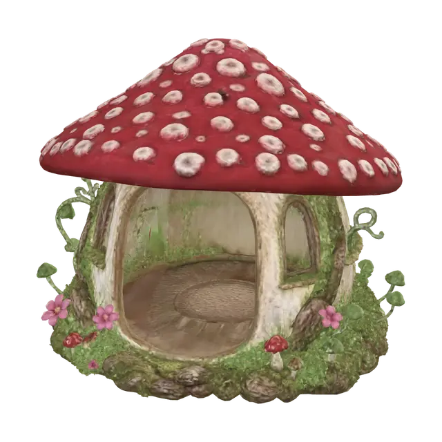 Fairy Hollow Mushroom House 3D model, vytvořený pomocí AI