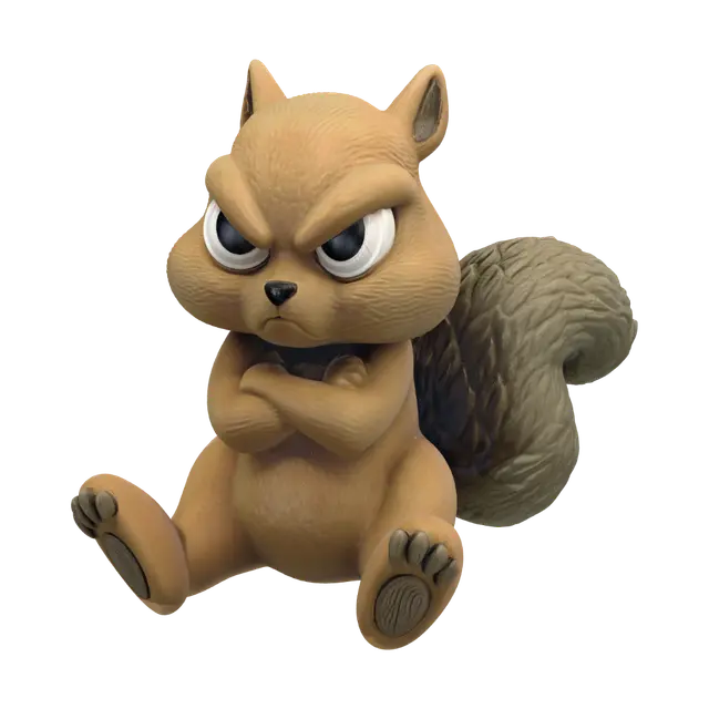 Grumpy Orange Pup - Mutt 3D model, vytvořený pomocí AI