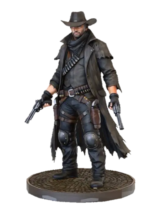 Outlaw Gunslinger - Wildwest 3D model, vytvořený pomocí AI