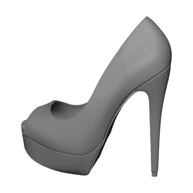 3D model for Black Patent Peep-Toe Platform Heel