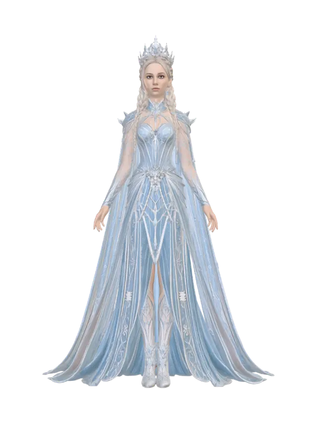 Icebound Empress - Elsa 3D model, vytvořený pomocí AI