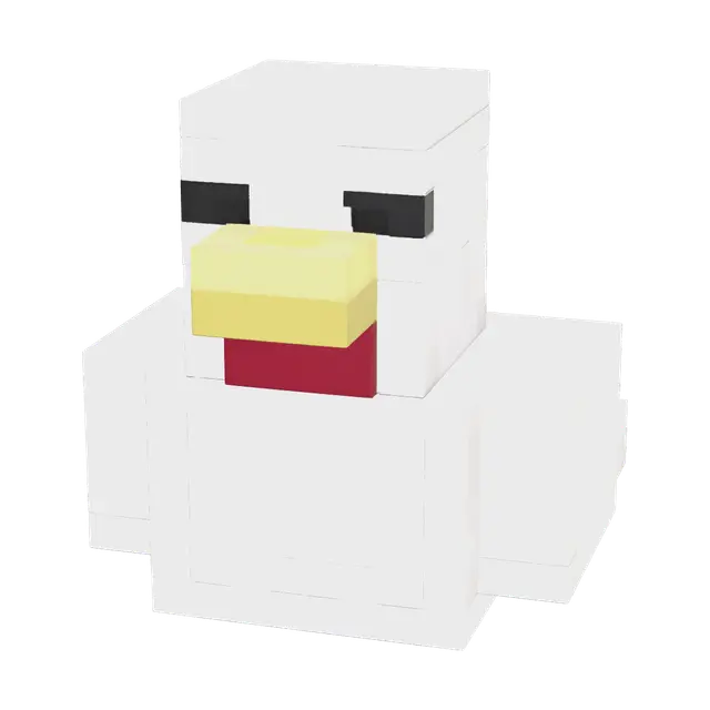 Realistic Minecraft Chicken - Blocky 3D model, vytvořený pomocí AI