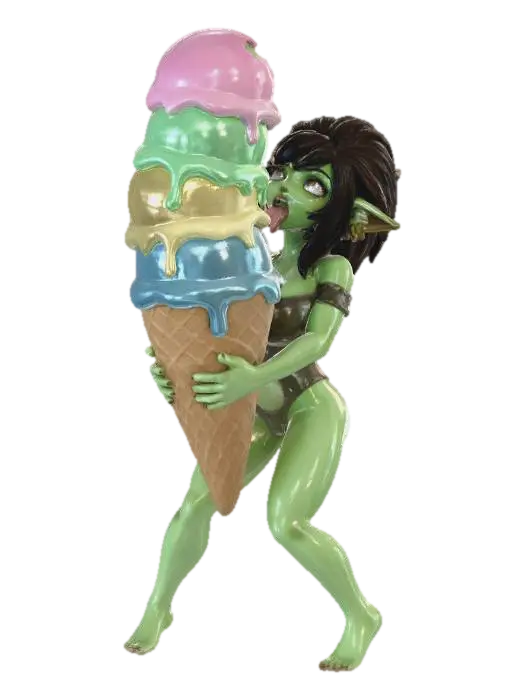 Goblin and the Ice Cream Tower - Girls 3D model, vytvořený pomocí AI