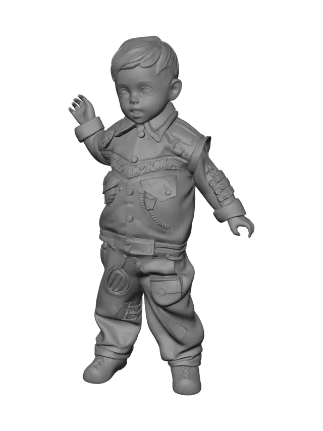 3D model for Toddler in teal jacket by the door