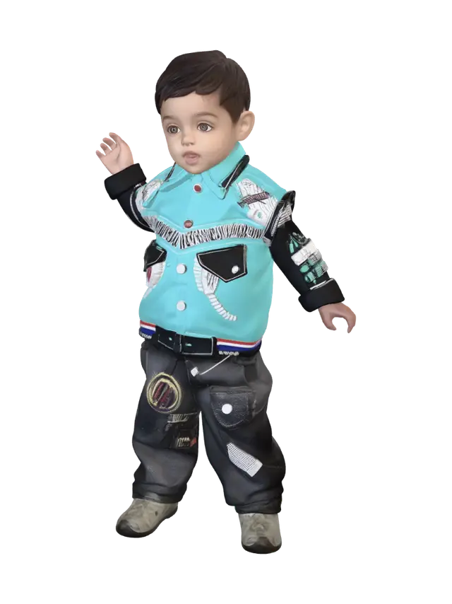 3D model for Toddler in teal jacket by the door