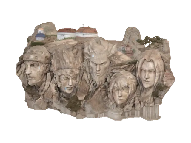 Konoha - Engraving 3D model, vytvořený pomocí AI