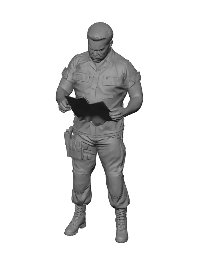 3D model for Police Officer Reading Documents at a Desk