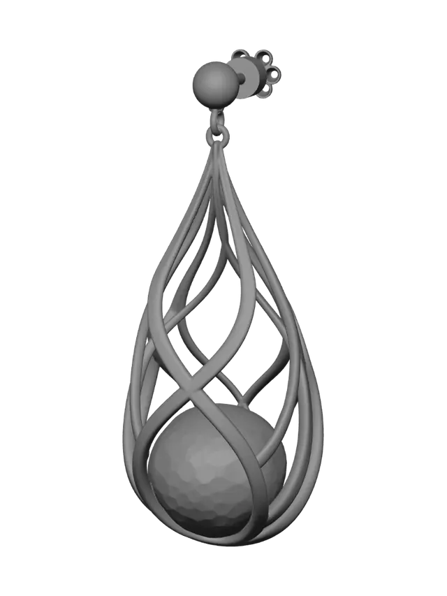 3D model for Crimson Sphere Within a Silver Teardrop