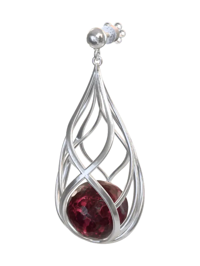 3D model for Crimson Sphere Within a Silver Teardrop