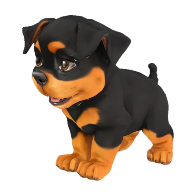 A cute dog rotweiller puppy - Friend 3D model, vytvořený pomocí AI