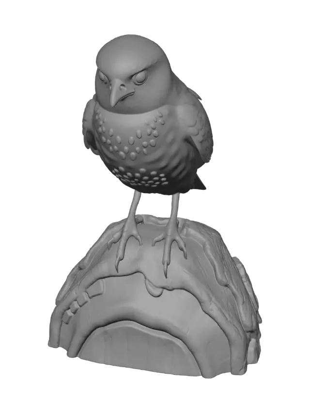 3D model for Un cernícalo posado en un tronco plano donde se pueda imprimir sin problemas, se llama Cernícalo americano o Kestrel en ingles, hazlo lo mas parecido