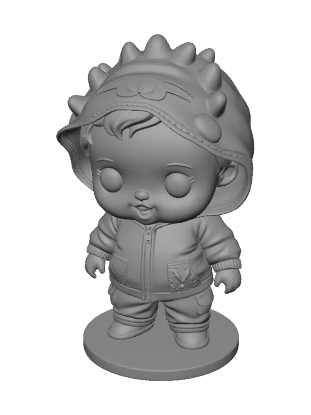 3D model for Peach Dino Hoodie Baby Figurine