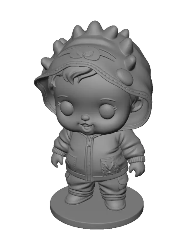 3D model for Peach Dino Hoodie Baby Figurine