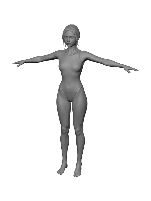 3D model for Arms Outstretched in a Beige Bodysuit