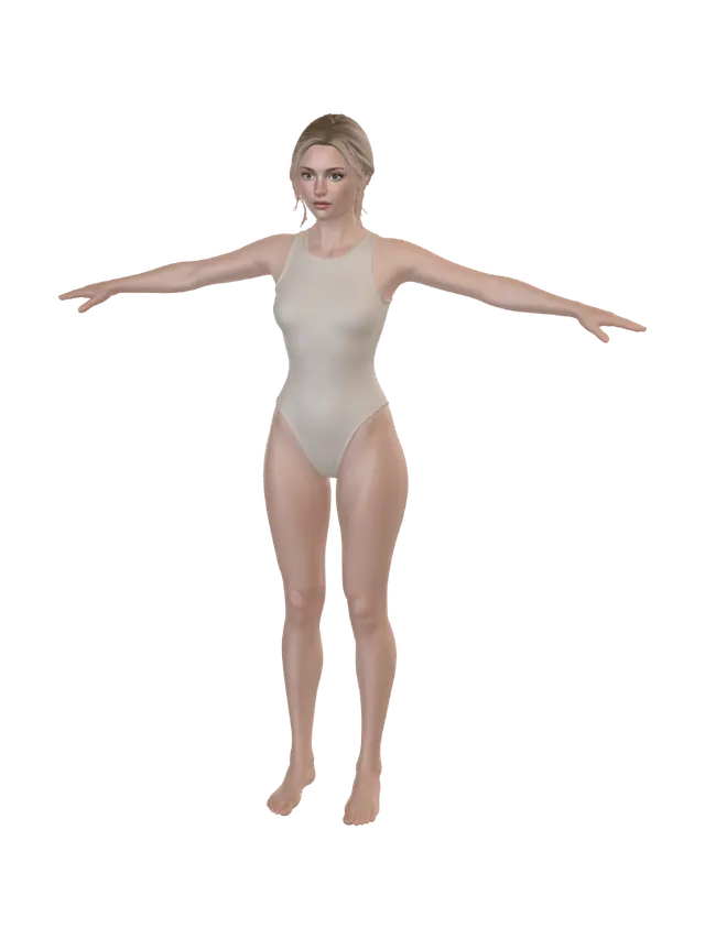 3D model for Arms Outstretched in a Beige Bodysuit