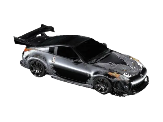 specifically a Nissan 350Z. The car is painted in a glossy black and gray color… - Drift 3D model, vytvořený pomocí AI
