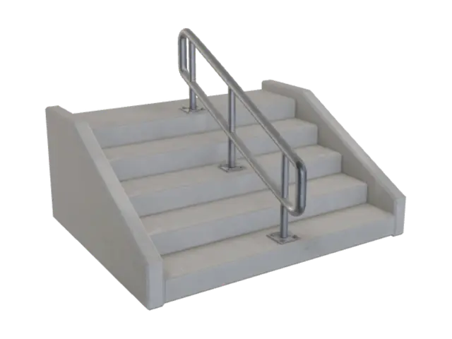 Concrete stairs with handrail 3D model, vytvořený pomocí AI