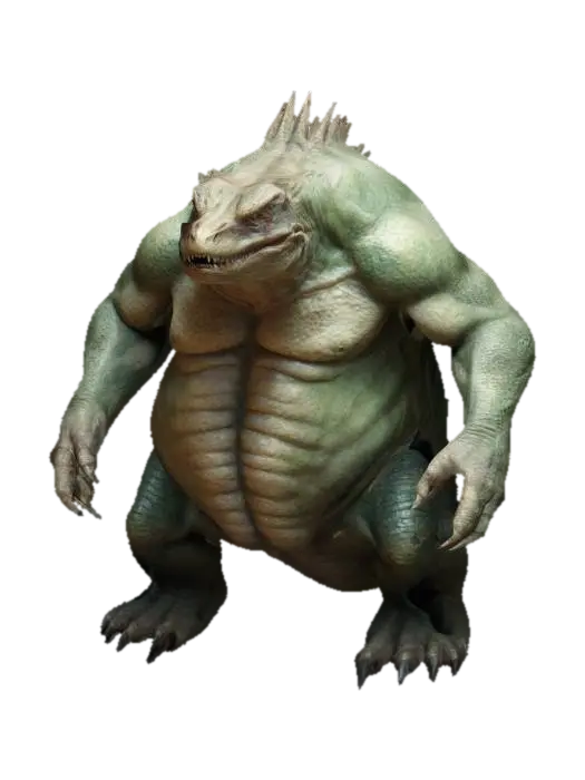 Reptilian large monster, fat muscular body. Terror. Well lit. HDR. Transluscent… 3D model, vytvořený pomocí AI