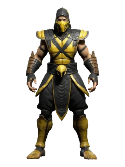 Scorpion from the Mortal Kombat game franchise. Clean geometry, Sharp geometry,… 3D model, vytvořený pomocí AI