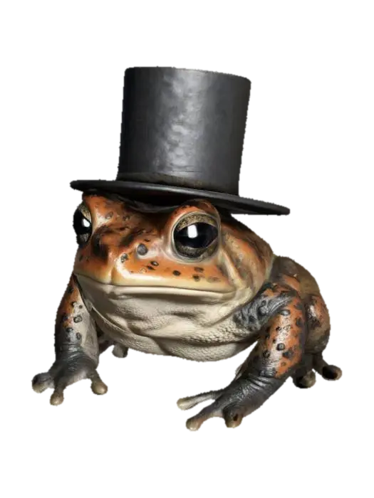 Imagine a toad with a black topper. Realistic, Clean geometry, Sharp geometry, Clean… 3D model, vytvořený pomocí AI