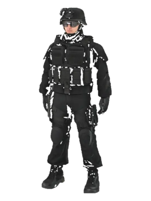 SWAT soldier, standing in A-pose. Tatical equipment. HDR. - Police 3D model, vytvořený pomocí AI