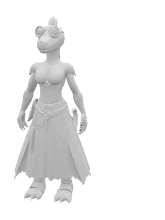 3D model for anthropomorphic, dinossaur woman, Steampunk, Game Assets, Highly Detailed, Full Body, Symmetrical Body, Standing in A-pose