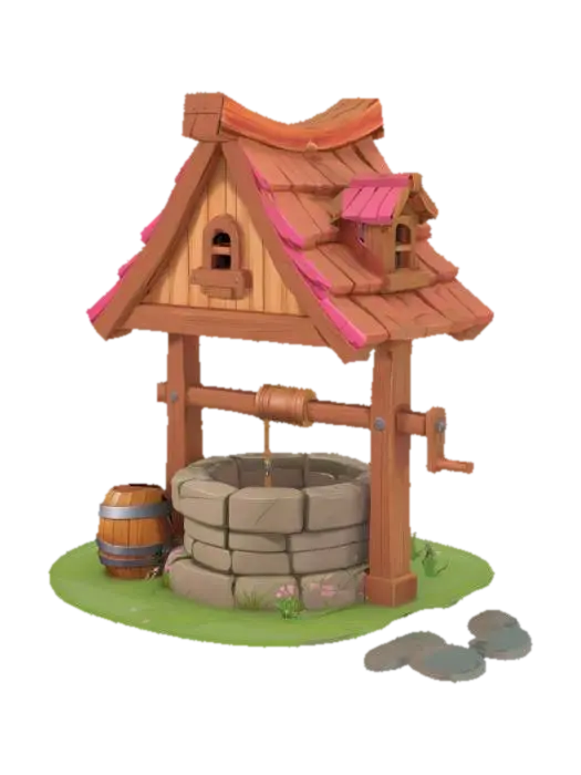 Well House 3D model, vytvořený pomocí AI