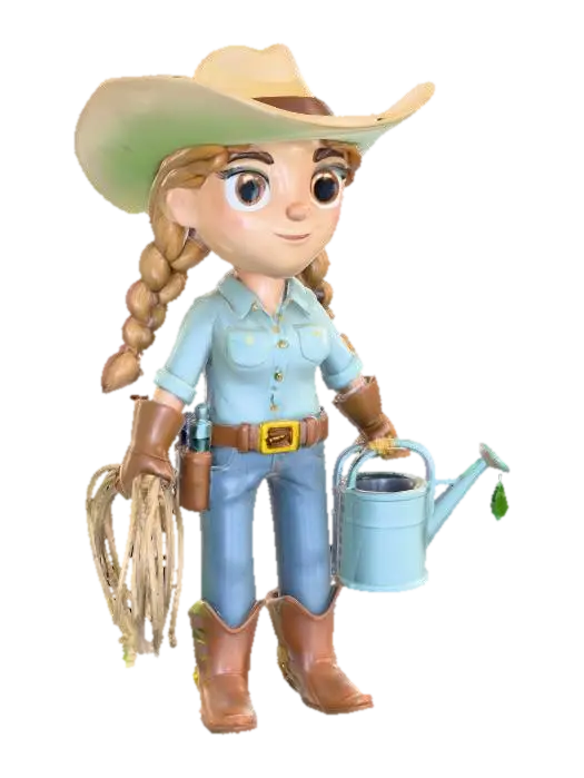 Cowgirl - Wildwest 3D model, vytvořený pomocí AI