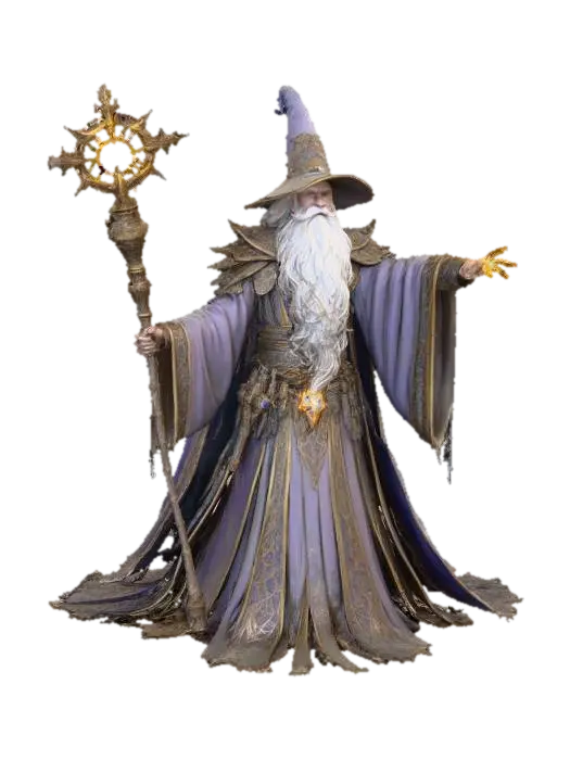 Wizard's Wisdom - Wise 3D model, vytvořený pomocí AI
