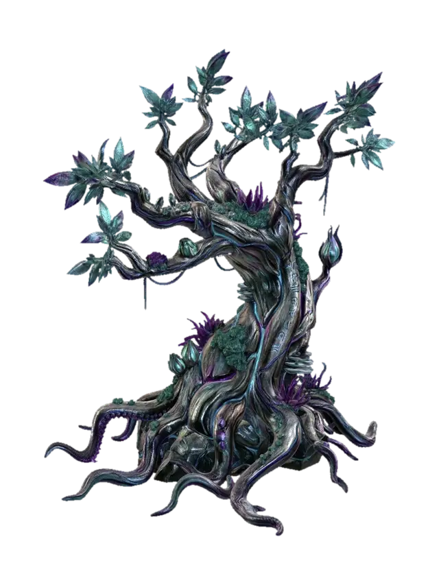 Azure Crystal Tree - Trunk 3D model, vytvořený pomocí AI