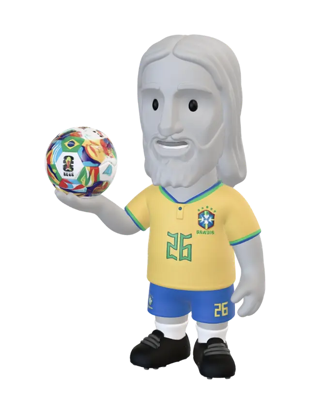 Brazilian Soccer Mascot with Brazuca Ball - Christ 3D model, vytvořený pomocí AI