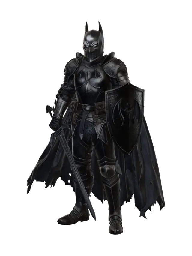 Dark Knight in Plate Armor - Batman 3D model, vytvořený pomocí AI