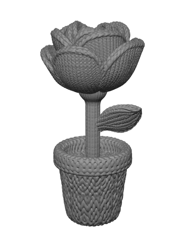 3D model for Crochet Rose in a Purple Pot