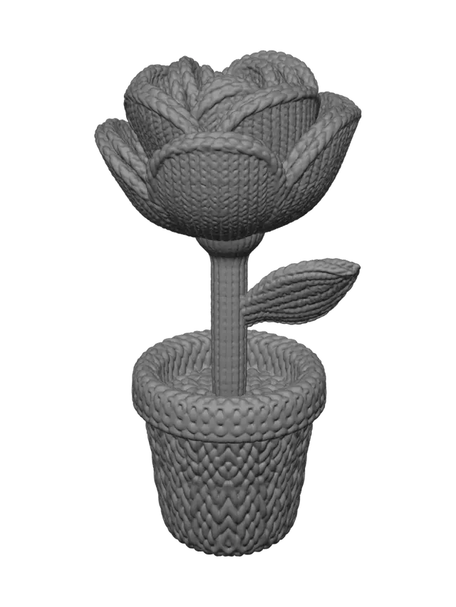 3D model for Crochet Rose in a Purple Pot