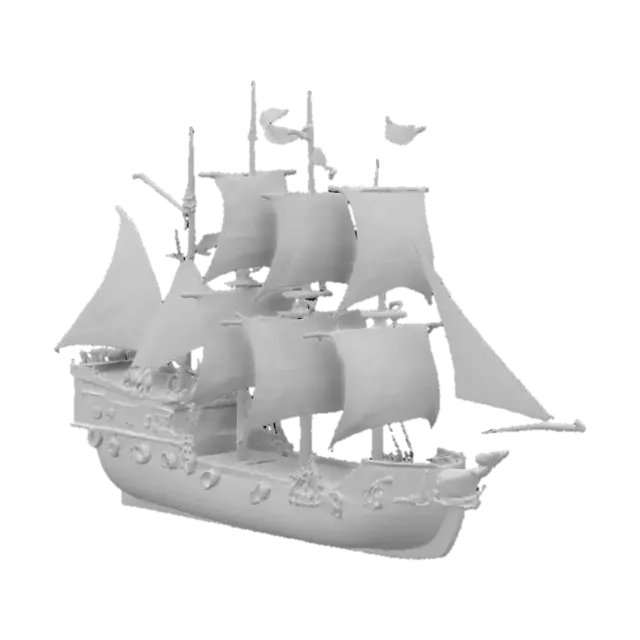 3D model for Realistic and detailed pirate ship. Skulls and bones. Clean geometry. Clean texture. Well defined texture. HDR. Hard surface. High quality. Soft light.