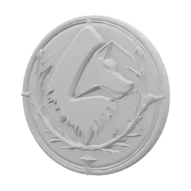 3D model for Imagine if Red Hidding Hood has an 3D #emblem# for her wolf killers' guild. Plain emblem. Detailed. High definition texture.