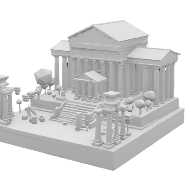 3D model for Ancient Courtyard Model, #arch#
