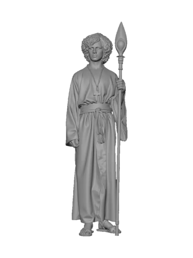 3D model for A DND Chieric, with approximately 20 years old. Curly hair. DND Chieric With Peace Domain and also has a Cross Necklace