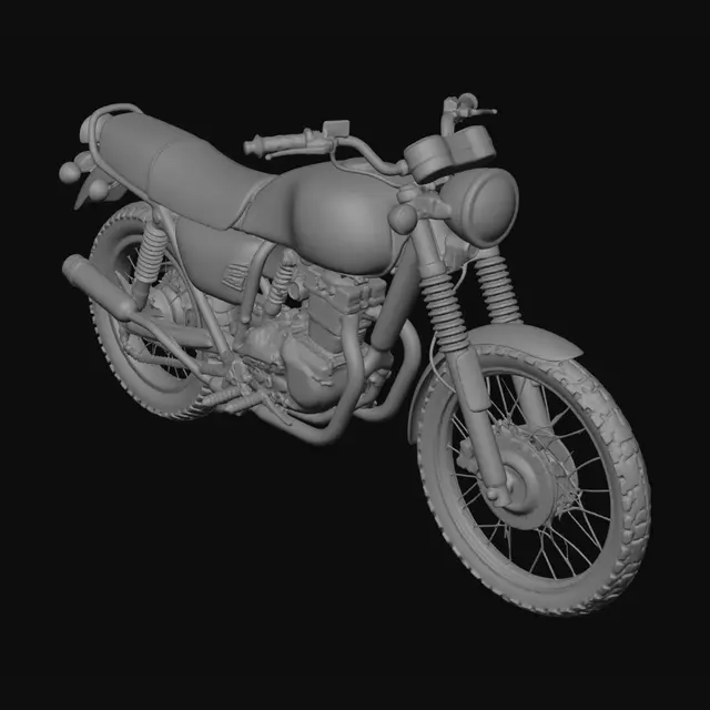 3D model for Vintage Yellow and Blue Motorcycle