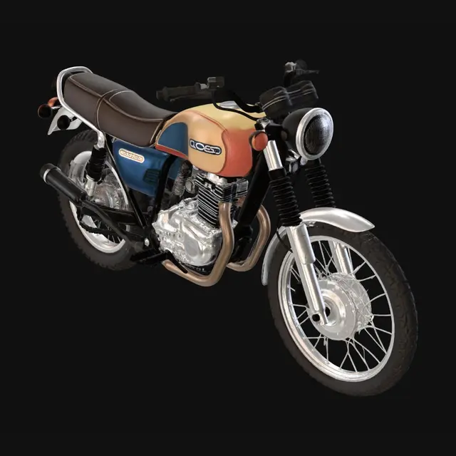 3D model for Vintage Yellow and Blue Motorcycle