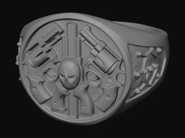 3D model for Deadpool Dual Revolver Ring