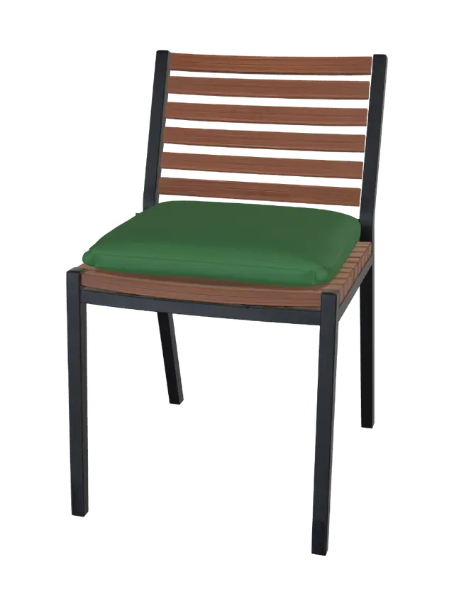 3D model for Green Cushioned Slatted Outdoor Chair