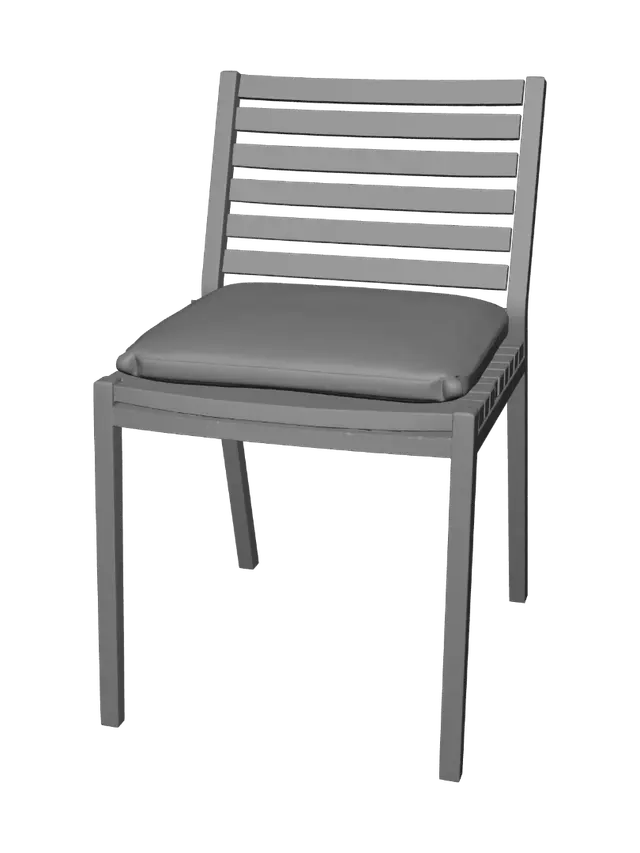 3D model for Green Cushioned Slatted Outdoor Chair