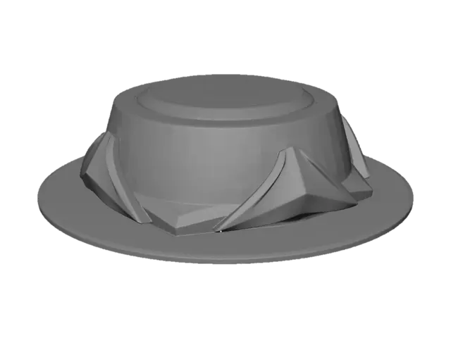 3D model for Create a cool Roblox-style hat accessory designed for a modern, stylish avatar. The hat should have a strong, clean silhouette with a sleek and edgy design. It can include subtle details like metallic accents, sharp shapes, or minimal glowing elements, but should not be overly complex. The overall look should feel confident, trendy, and slightly futuristic while still fitting Roblox’s blocky art style. Use a balanced color palette (dark tones with one accent color works best). The accessory should be shown as a standalone 3D item centered on a neutral background, optimized for Roblox inventory display and in-game use.