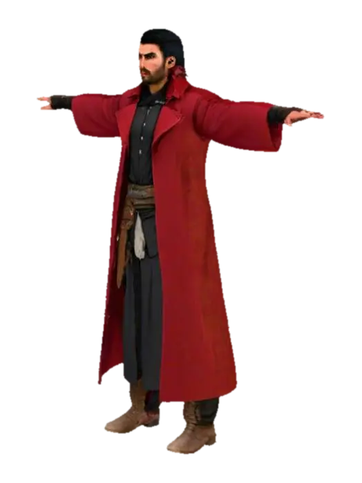 Modello 3D Young middle-eastern warrior man in his 20s, wearing traditional black… - Characterbase, generato dall’IA